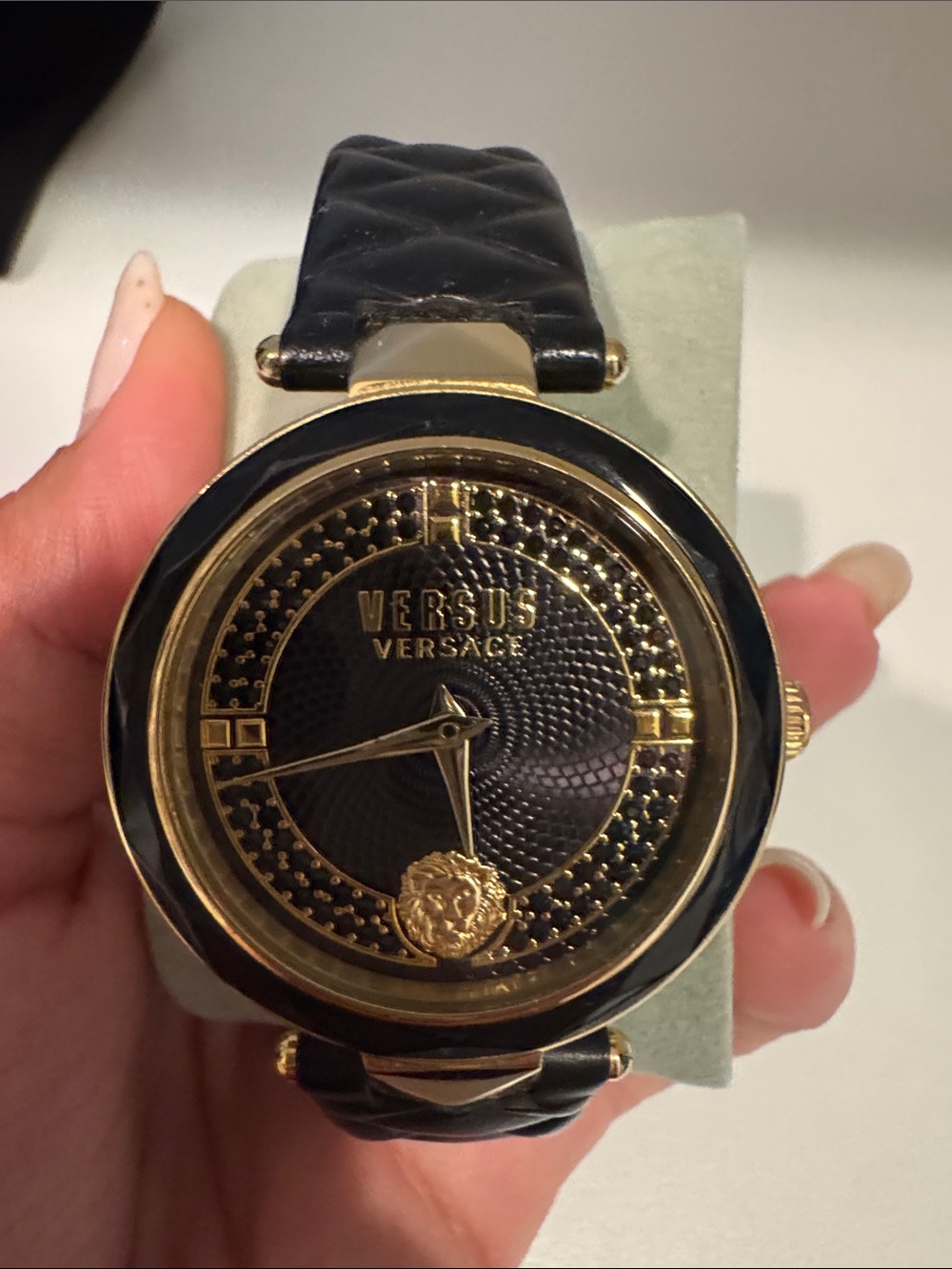 Versus Versace Black and Gold Medusa Accent Watch
